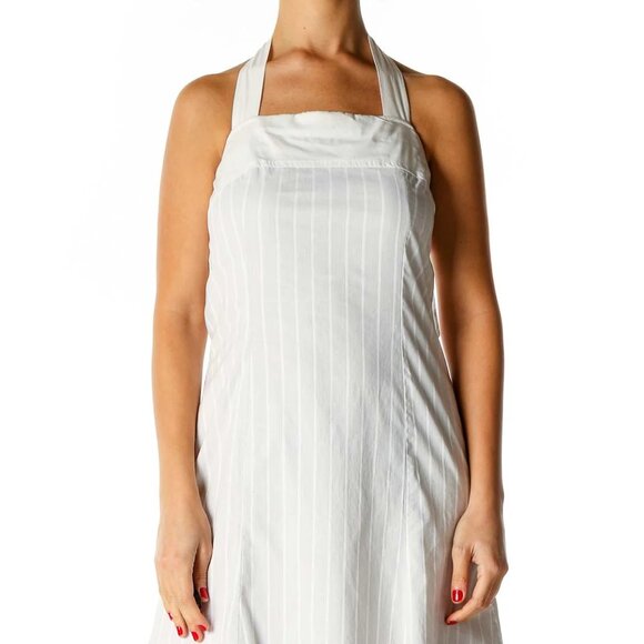 White Solid Holiday Fit & Flare Dress - Picture 1 of 4